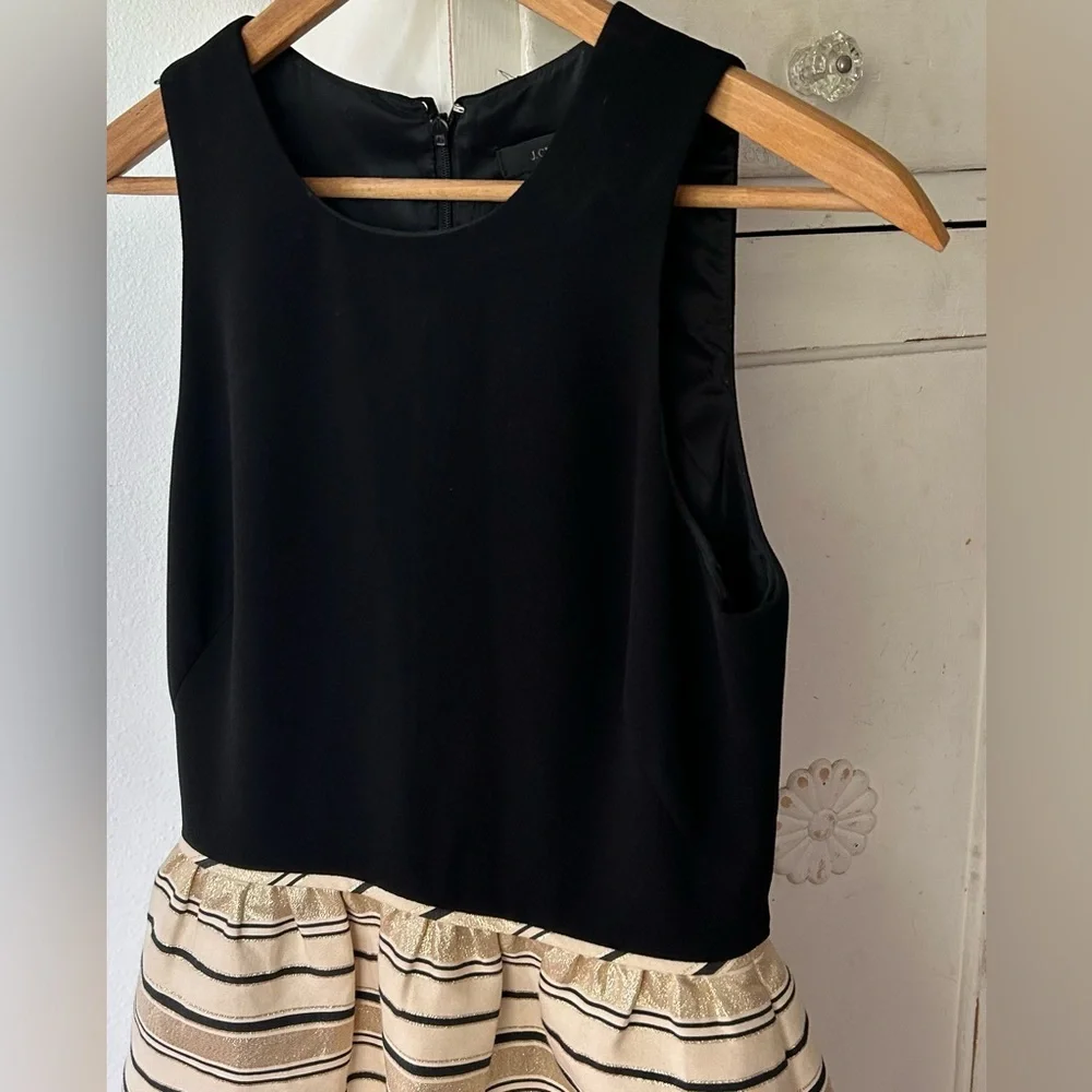 J. Crew | Women’s black/gold metallic striped sleeveless silk blend party dress2